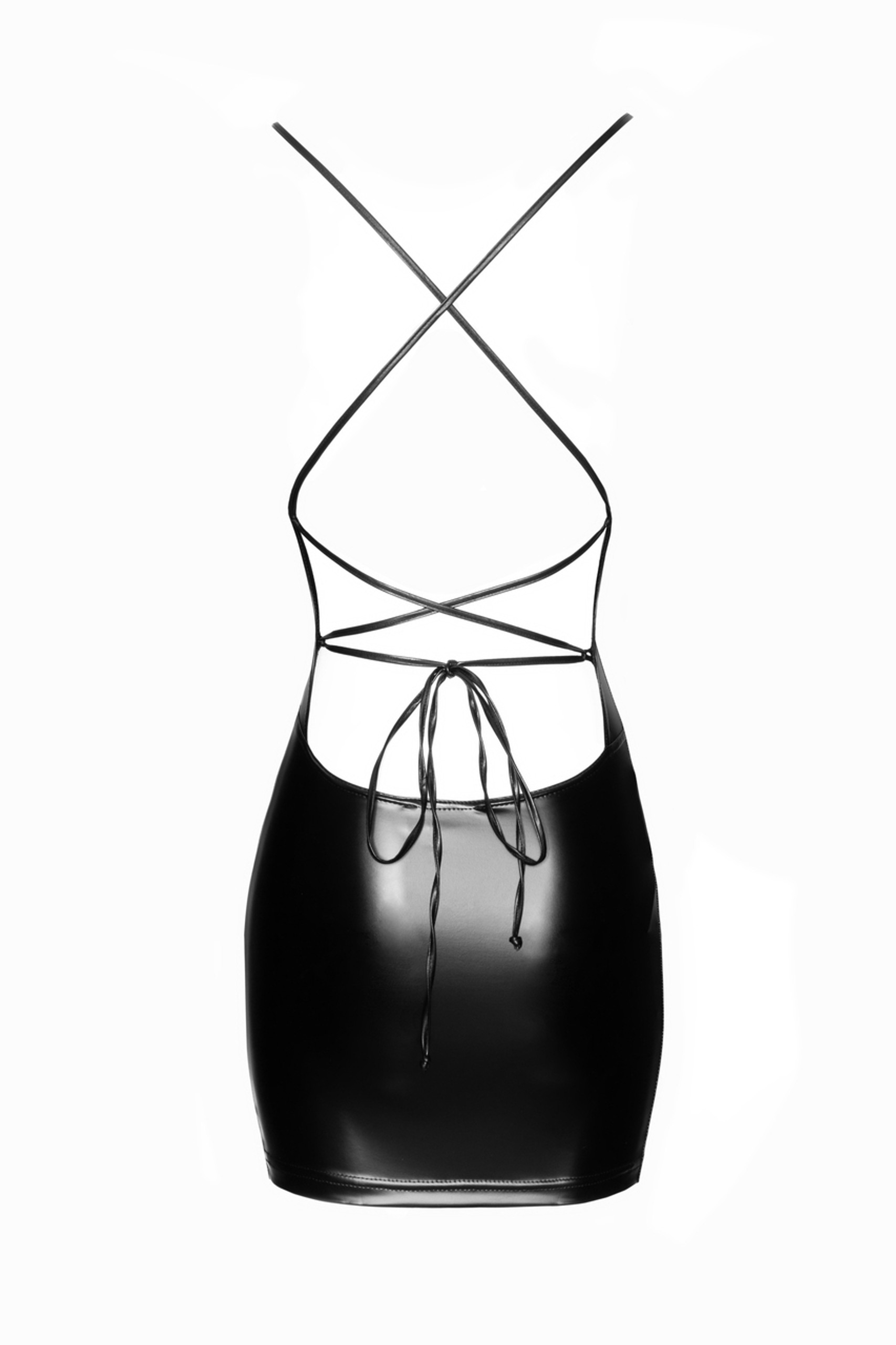 Noir Handmade F252 Mini Powerwetlook Kleid mit geschnürtem Rücken