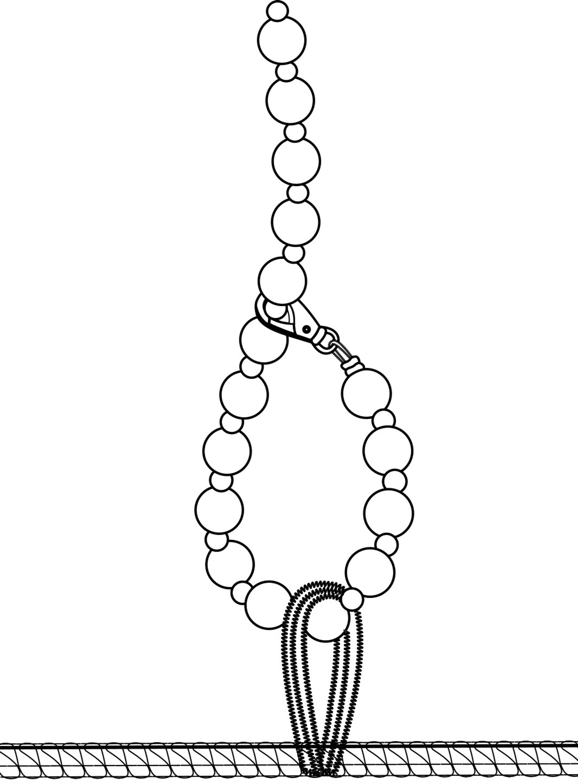 Noir Handmade F297 Body Libido Deep-V avec collier, collier de perles et jarretière