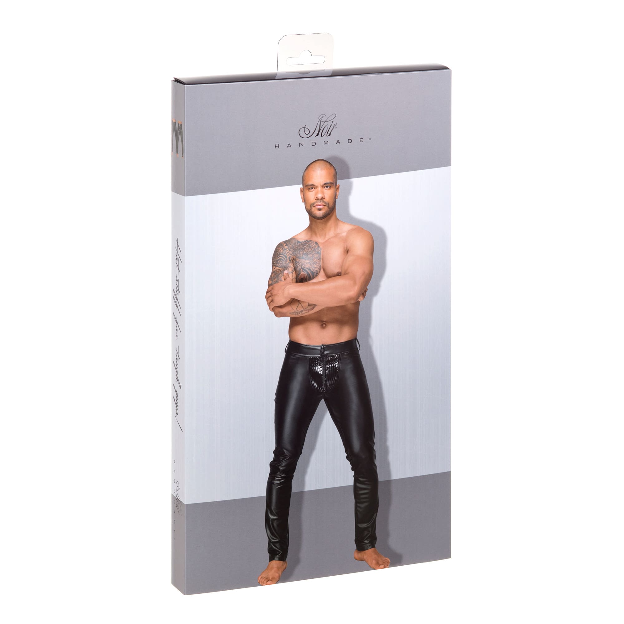 Noir Handmade H051 Powerwetlook Herrenhose mit dekorativen PVC-Falten