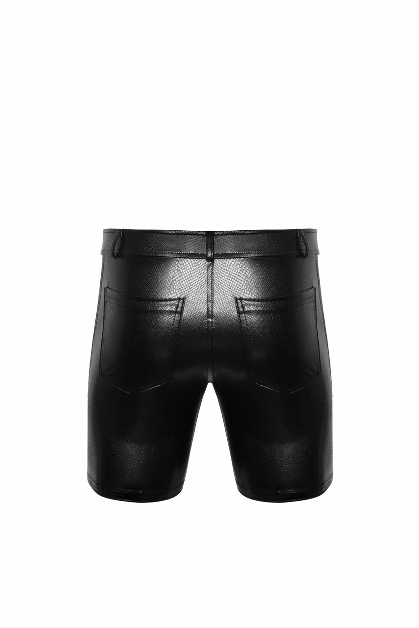Noir Handmade H068 Shorts aus Schlangen-Wetlook mit Gesäßtaschen