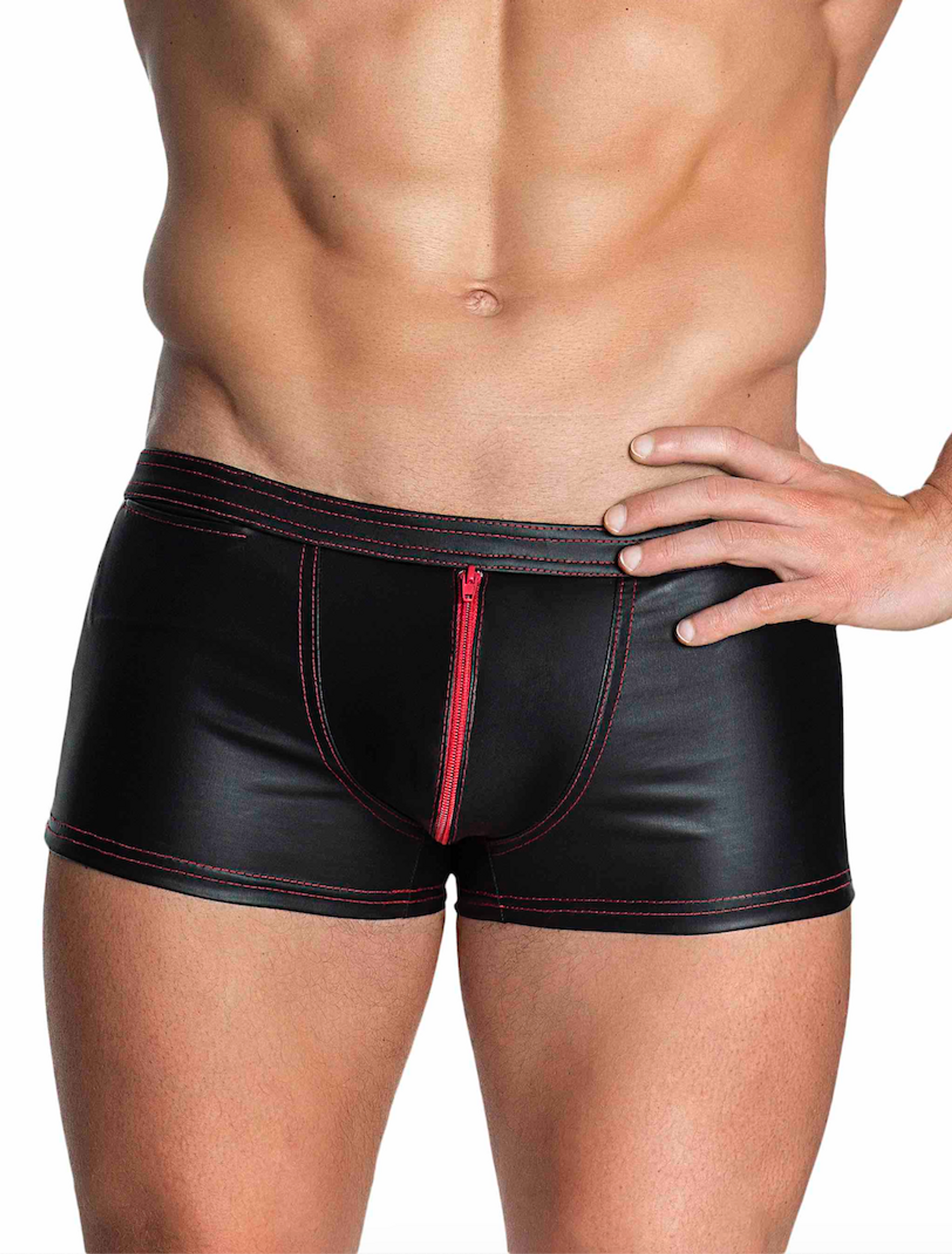 Noir Handmade H028 Extravagante Shorts mit rotem Zipper