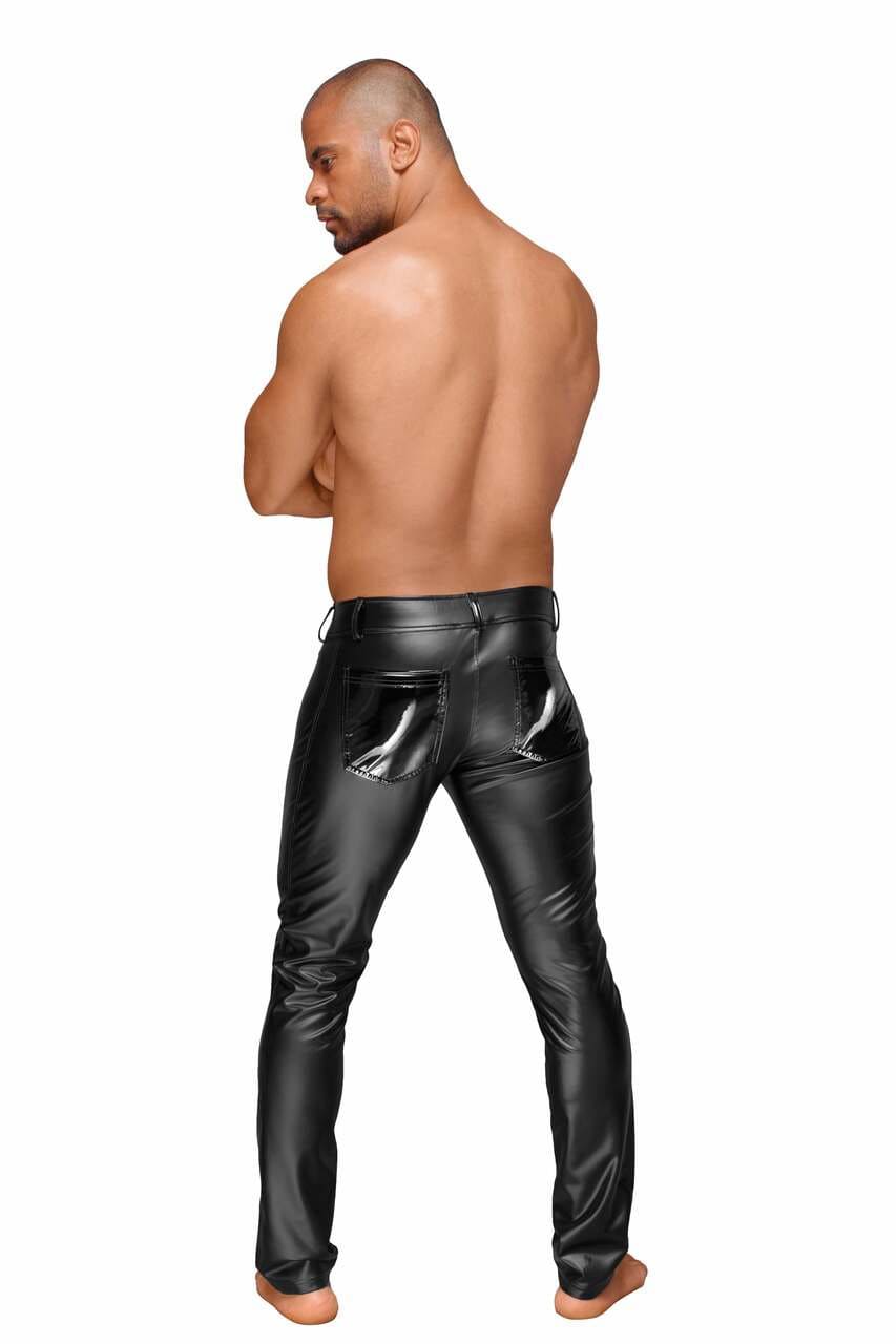 Noir Handmade H051 Powerwetlook Herrenhose mit dekorativen PVC-Falten