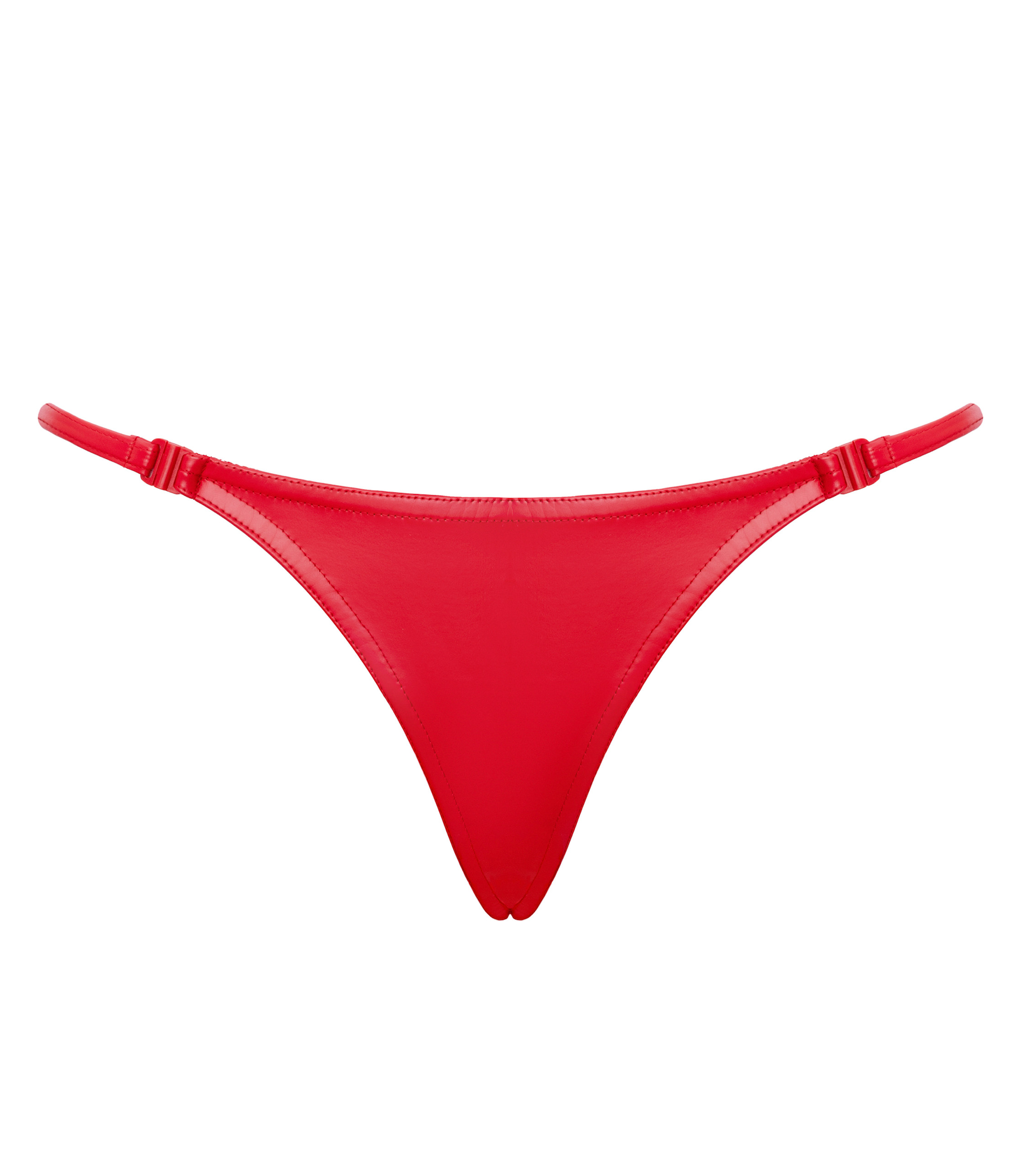  Noir Handmade P013 Roter Powerwetlook-Tanga mit doppelter Öffnung